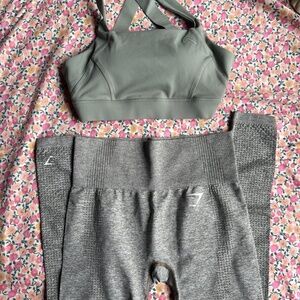 Gymshark Khaki Marl Small Vital Seamless Leggings